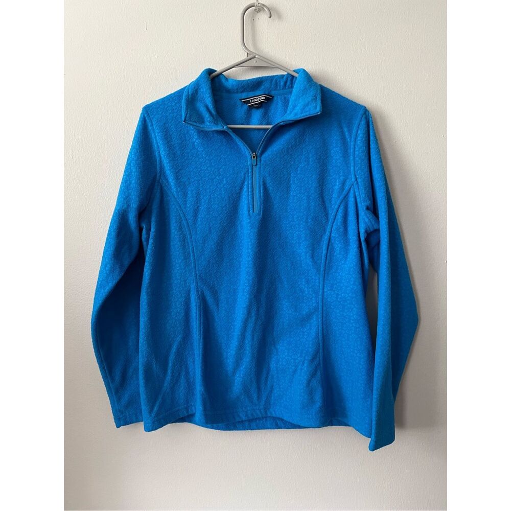 Lands End Womens Medium Blue Pullover Fleece Jacket Pull Over Sweater